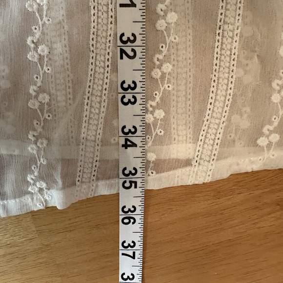 ModCloth Elegant sz 2X White Button-Down Embroidered‎ Shirt Dress Sheer Tunic - Picture 5 of 7